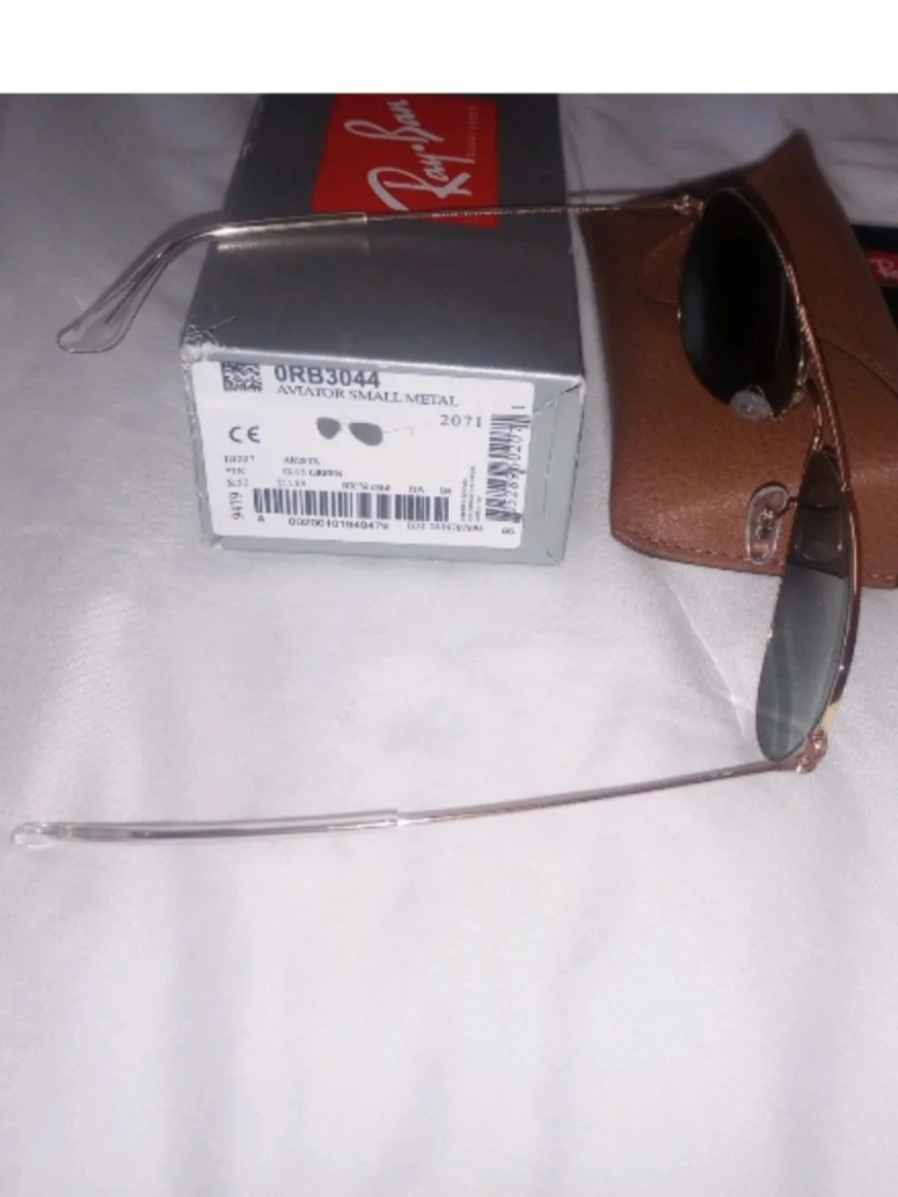 Ray-Ban Unisex Aviator Small Metal Gold Sunglasses (RB3044) Gold/G-15 Green, New